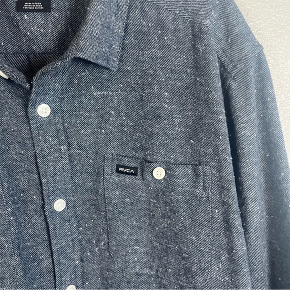 RVCA Dark Grey/Blue Speckled Long-Sleeve Button-Down Shirt XXL - Picture 3 of 6